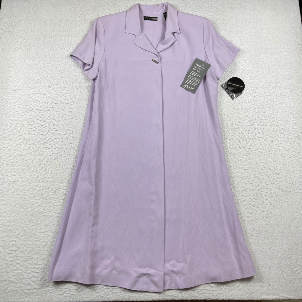Valerie Dresses Shift Dress Womens 14‎ Lavender Silk Linen Blend Short Sleeve